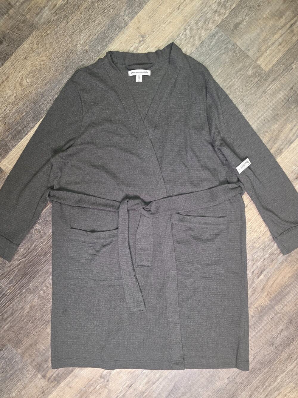 Amazon Essentials Robe XL Charcoal Heather Cotton Blend Loungewear NWT